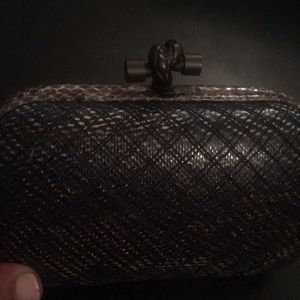 Bottega Veneta snakeskin knot clutch